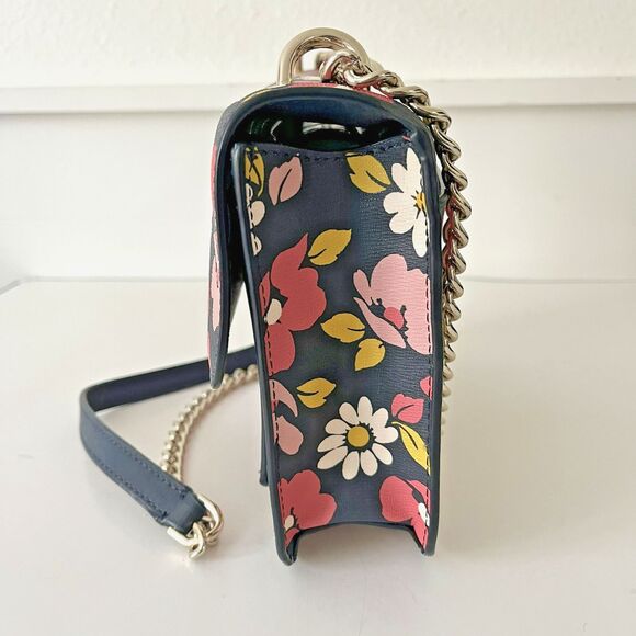Kate Spade New York Crossbody Small Blue Floral Chain Remi Road Trip - Picture 5 of 8